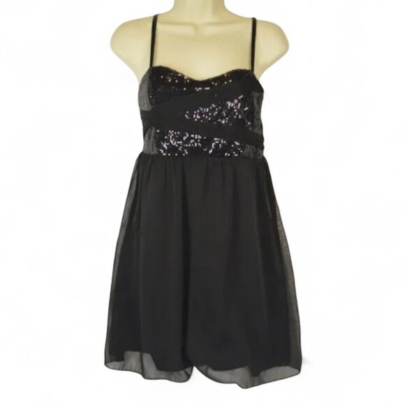 American Rag Cie Black Sequin & Lace Cocktail Sheer Skirted Dress Size: S - Picture 1 of 2